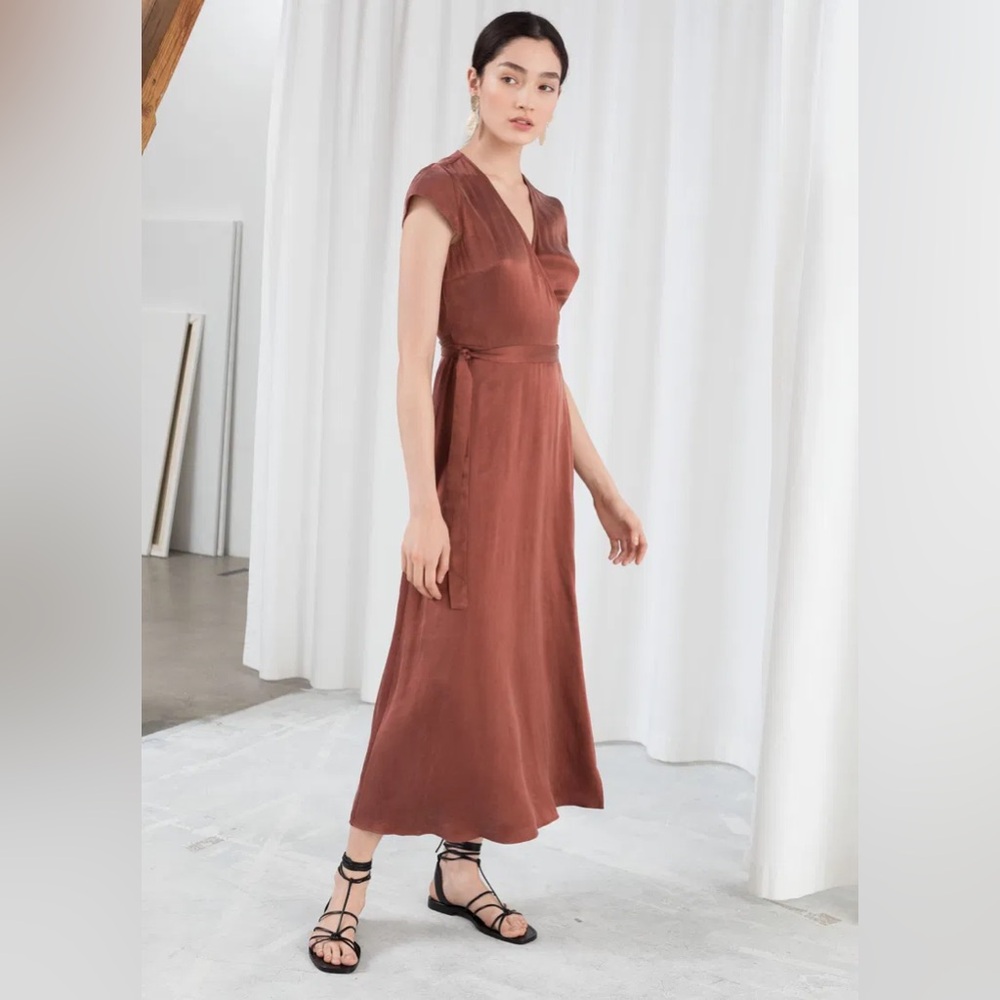 & Other Stories Satin Wrap Dress XS